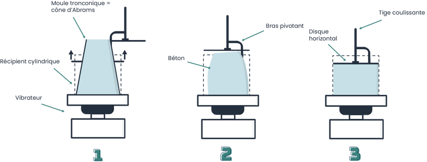 Schéma du test BCR en 3 étapes. Schématisation de l'effet Vébé