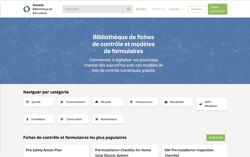 L'interface de gestion des formulaires de Novade