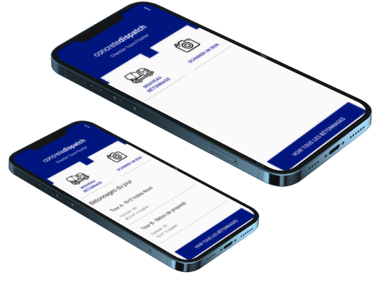 La page d’accueil de Concrete Dispatch sur deux smartphones