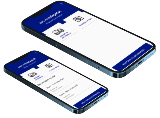 La page d'accueil de Concrete Dispatch sur deux smartphones